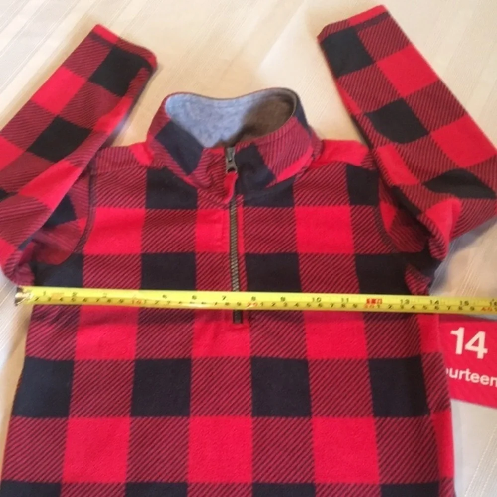 CARTER’S Kids Buffalo Check 1/4 zip fleece shirt
